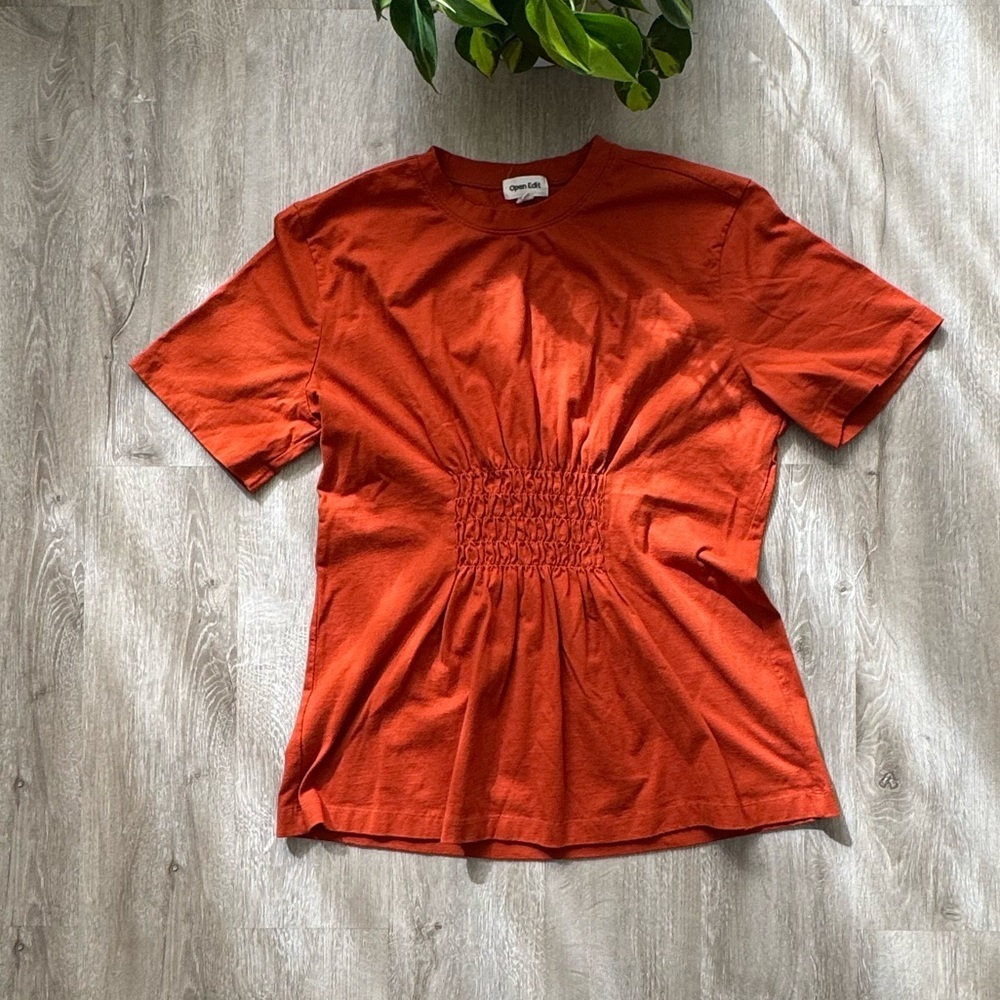 Open Edit Orange Smocked Waist Top size XL